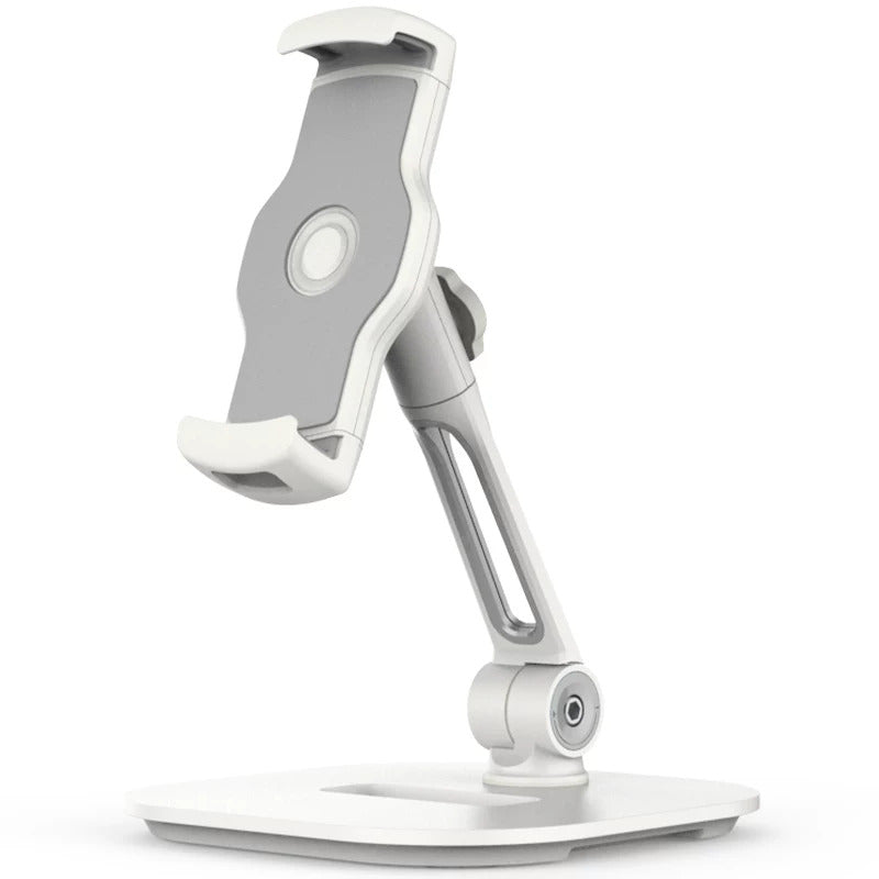 White Universal Tablet & Smartphone Holder - 360° Rotation for Desk & Travel