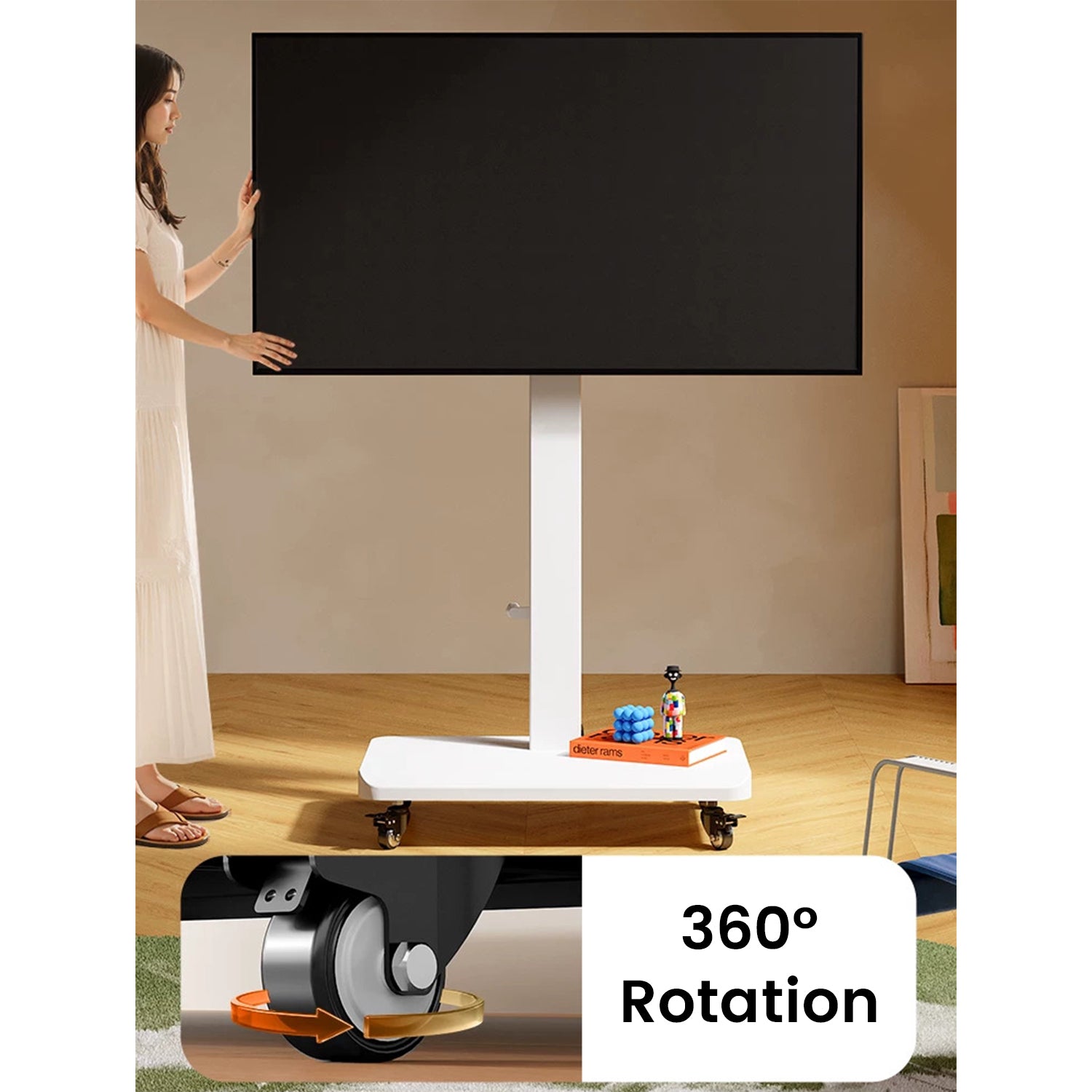 RollView Mobile Tv Monitor floor stand Cart Mount Bracket rotating 10 to 42 inch