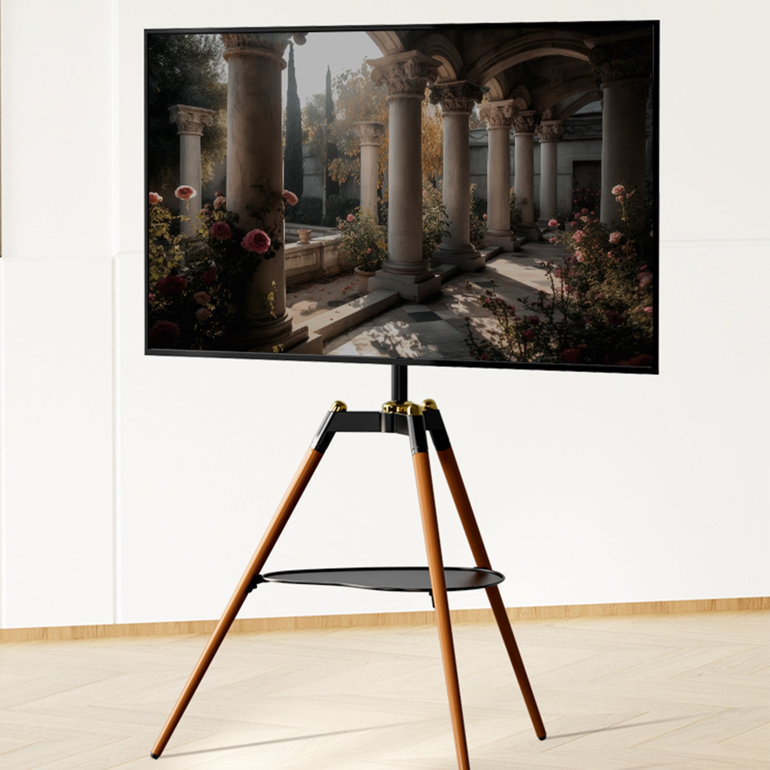 Iron tray style with four-legged beech wood stand