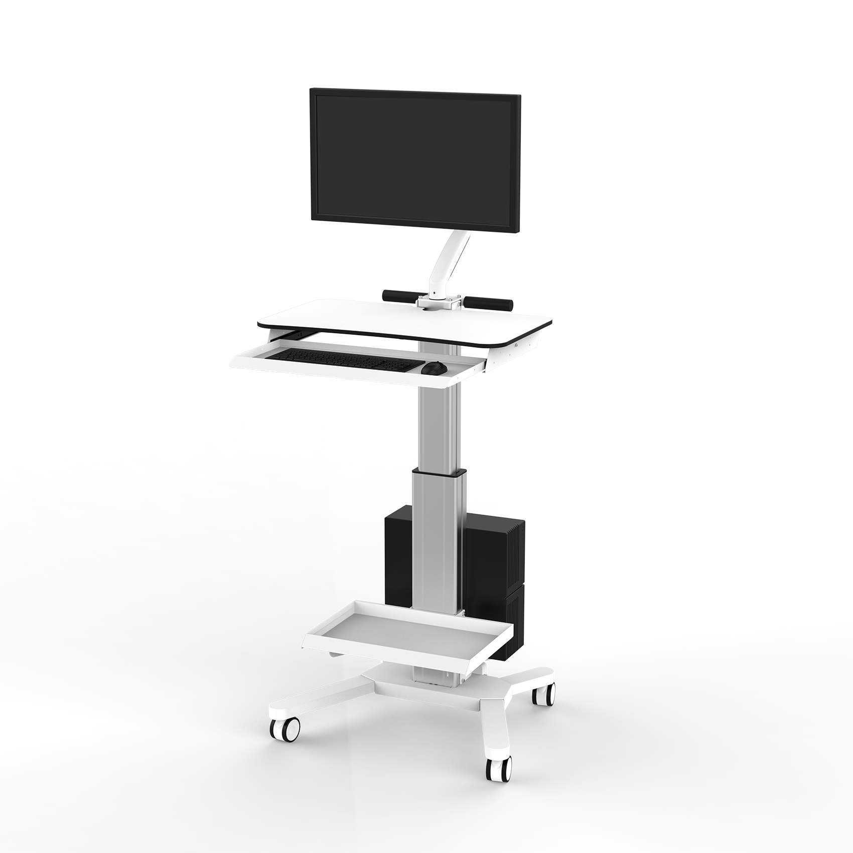 Mobile work station with CPU and Monitor Mount Utility Cart MCS3