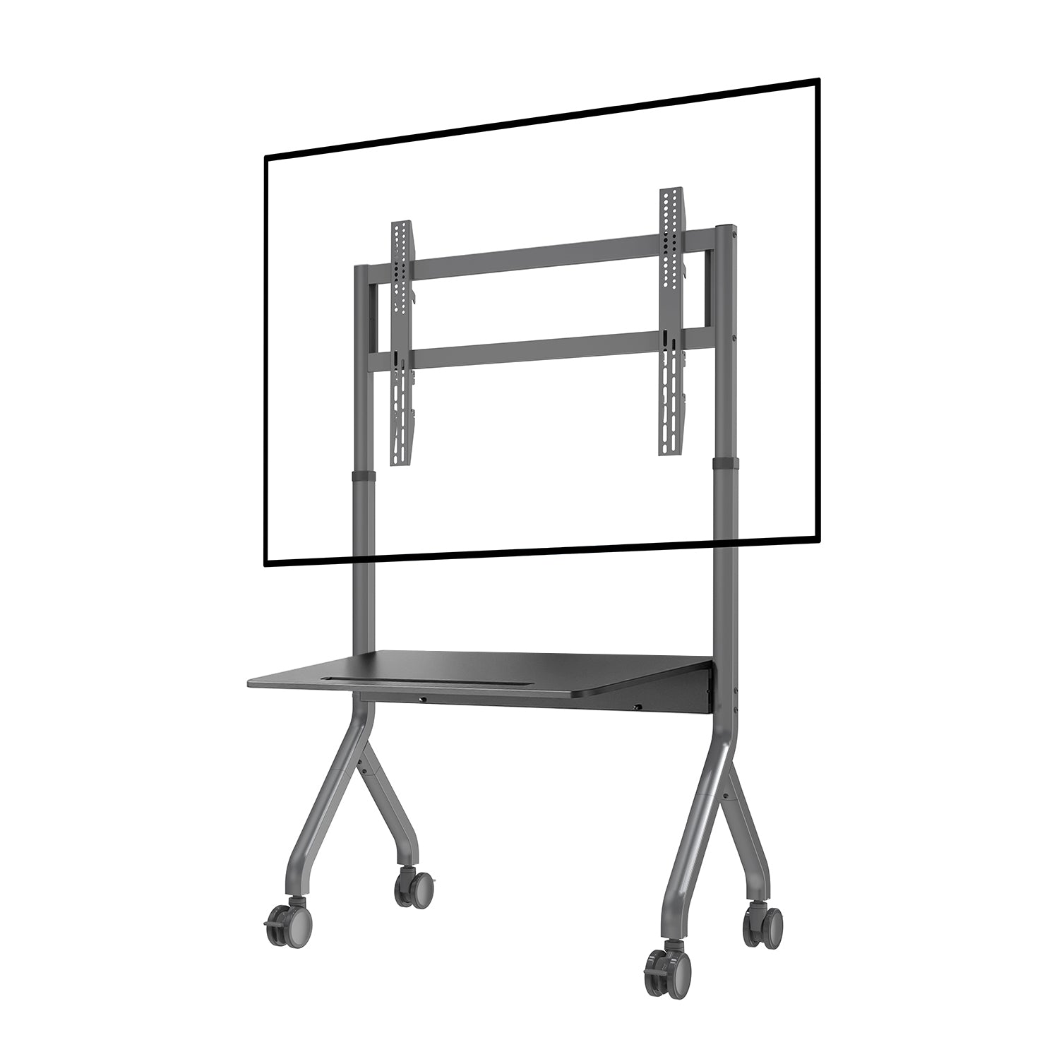2026 NB P150 Electric Motorized Mobile TV Cart for 65-90" Screens Touch Panels Large Shelf Space