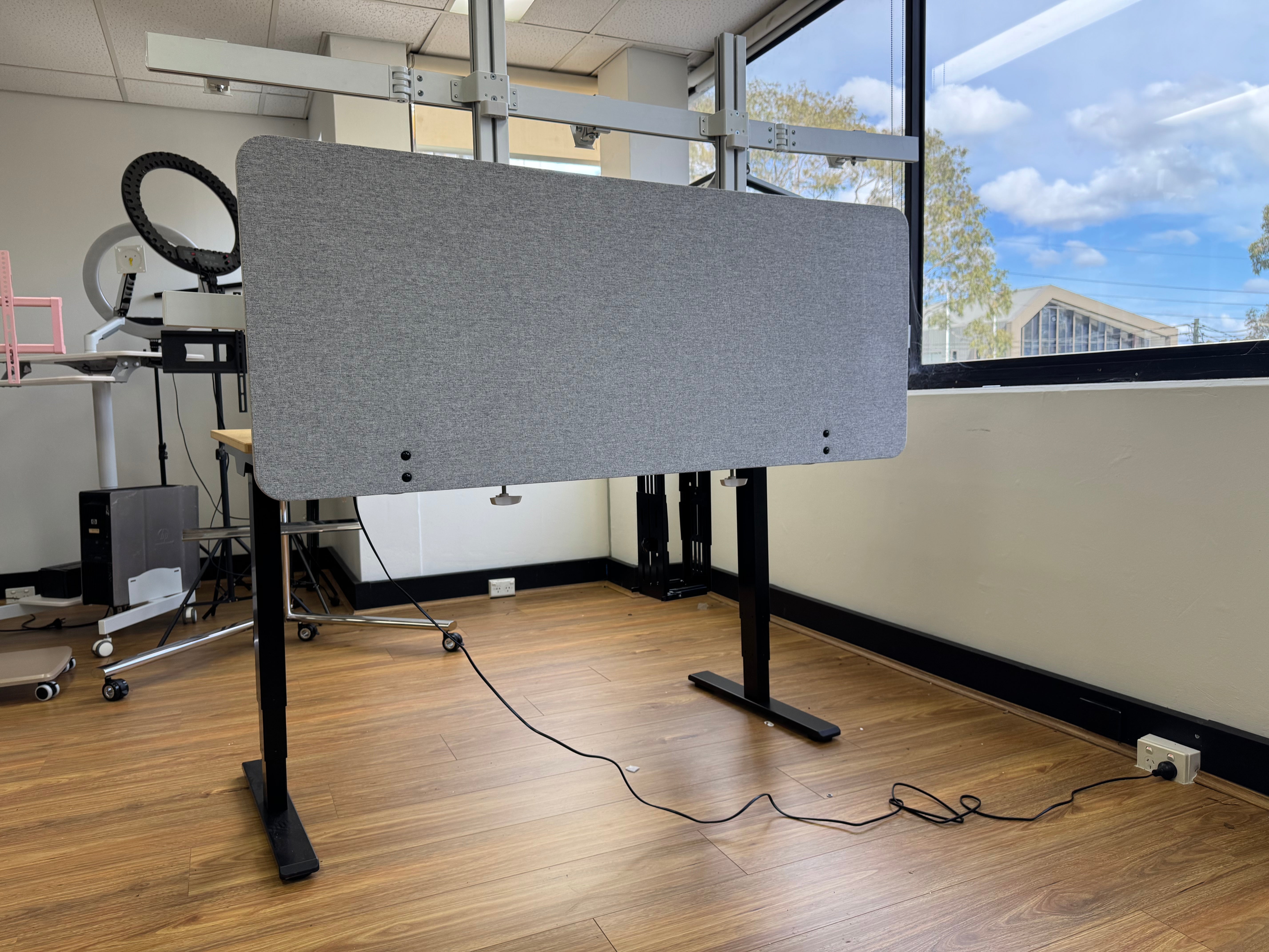 GKU Desk Privacy Panel|1500×600mm Grey Acoustic Desk Divider Screen with Dual Mount Brackets