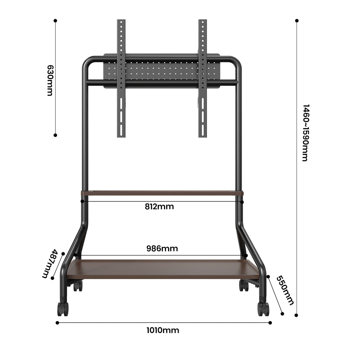 Rolling TV Stand with Storage Shelves for 32-75 Inch TVs