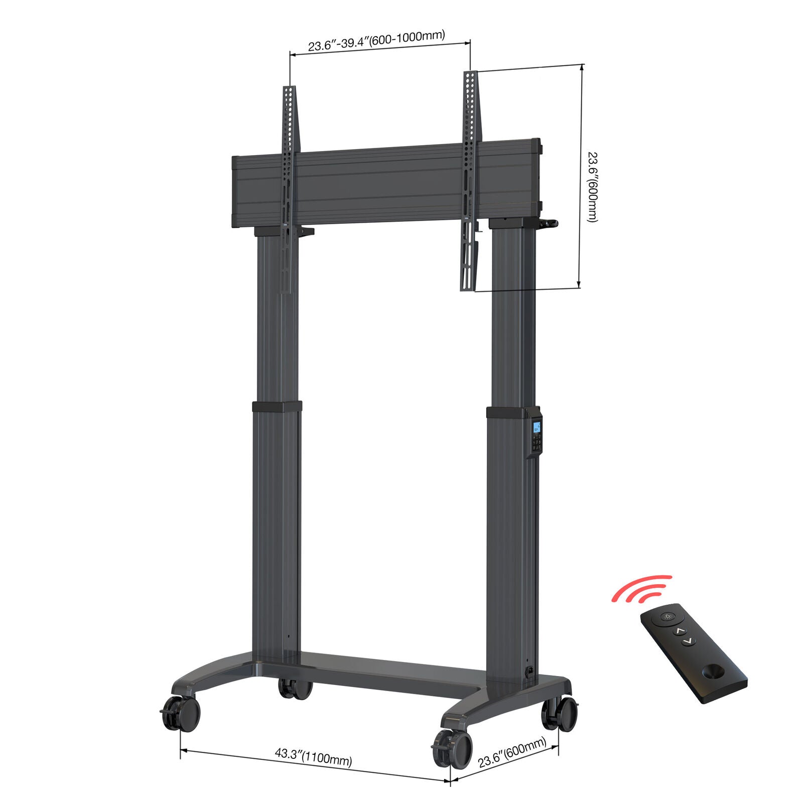 2026 NB T70SH Electric Mobile TV Stand Cart Mount Bracket For Touch panels to 136kg WITH SHELF