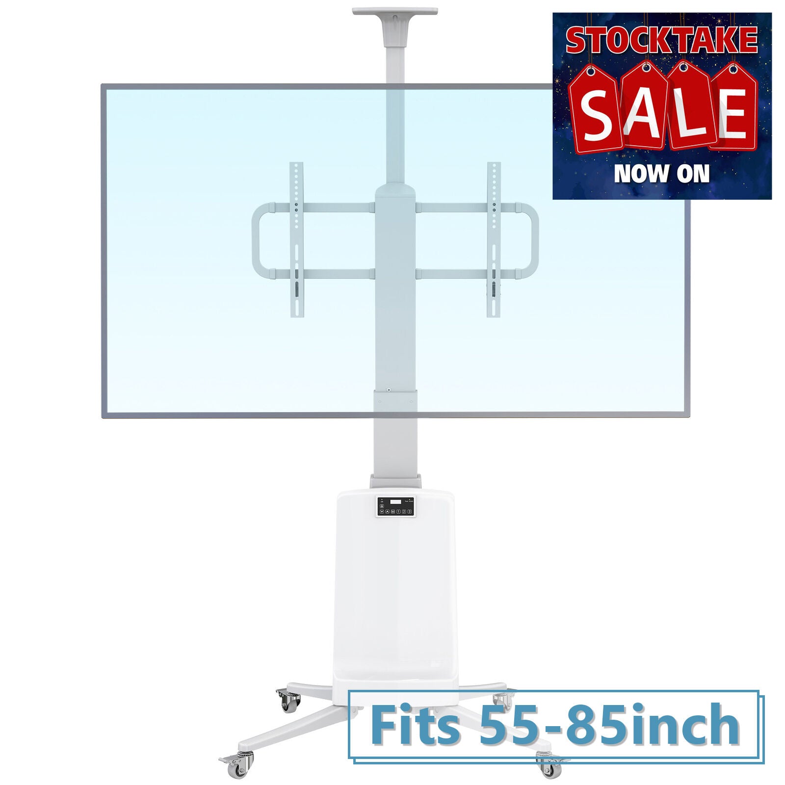 Mobile TV Stand TW85 - Electric Height Adjustment 68kg capacity