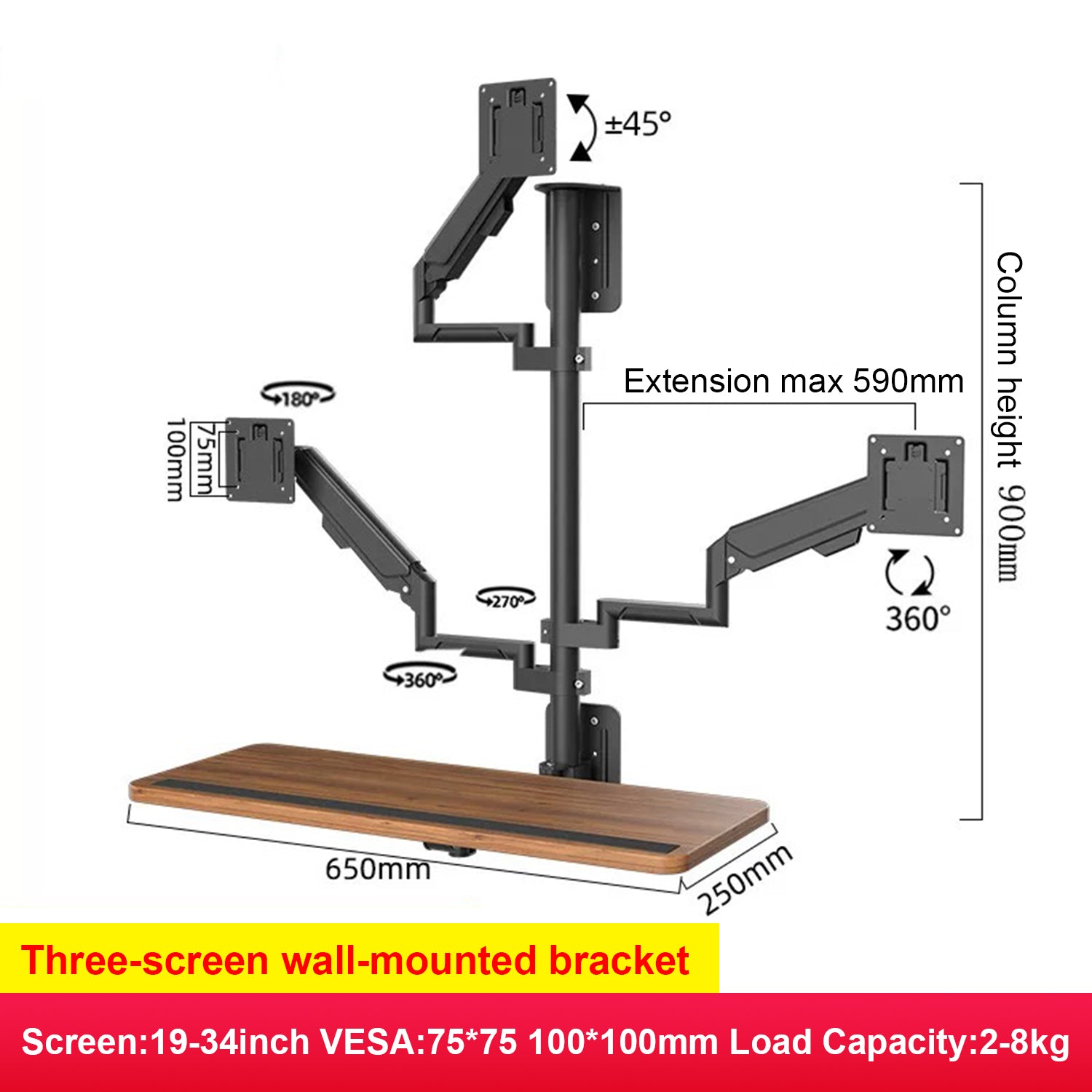 Dualhold wall mount for screen and keyboard