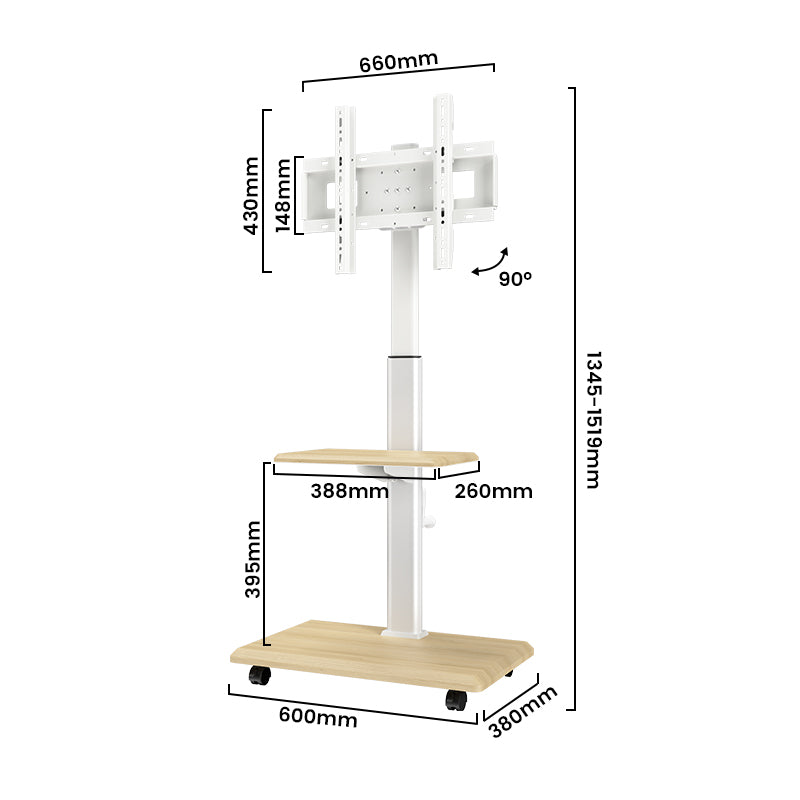 Floor TV Cart with Shelf | Swivel, Height Adjustable, Fits 26-65 Inch TVs, 40kg Capacity XZZDTP-05G