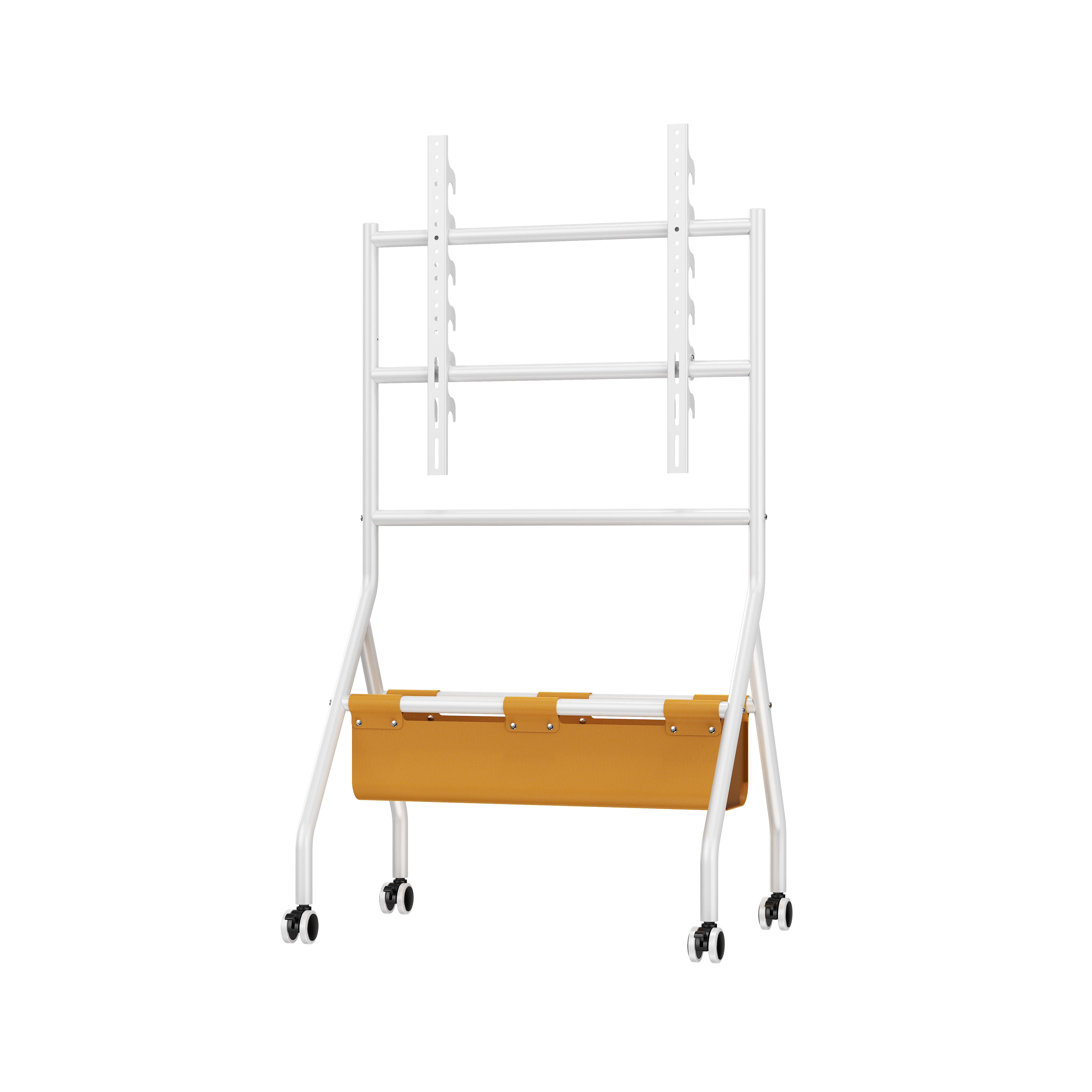 Mobile TV Stand with Wheels & Storage Basket Adjustable Height Floor Mount for 32-75 Inch TVs ystc-07
