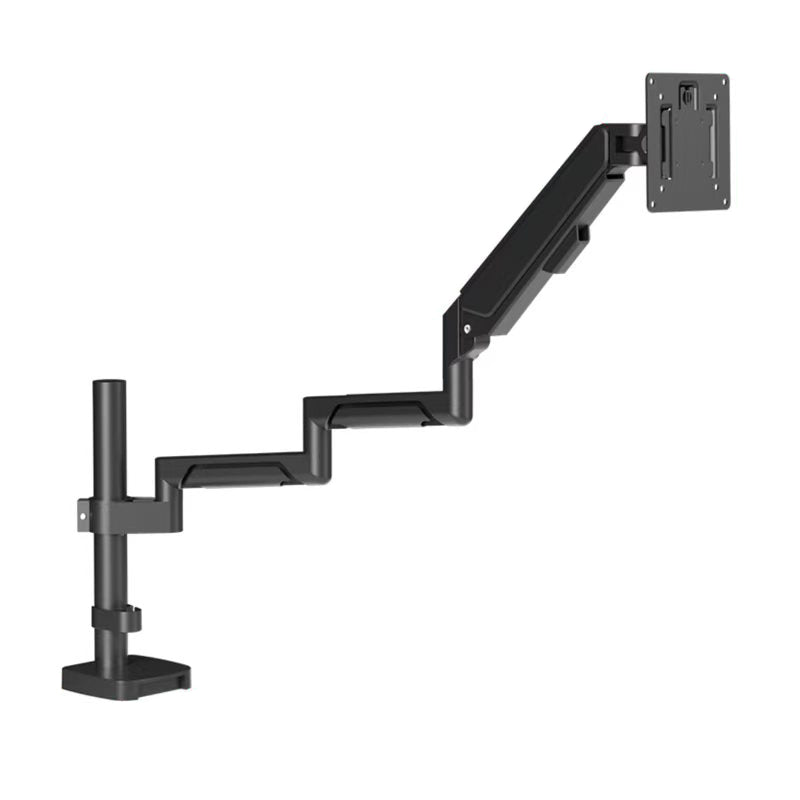 Heavy Duty Monitor Arm for 17–34" Screens, Gas Spring Single Monitor Desk Mount, Height Adjustable VESA Stand Holds 2–12 kg, Fits 75×75 / 100×100 VESA, C-Clamp & Grommet Base