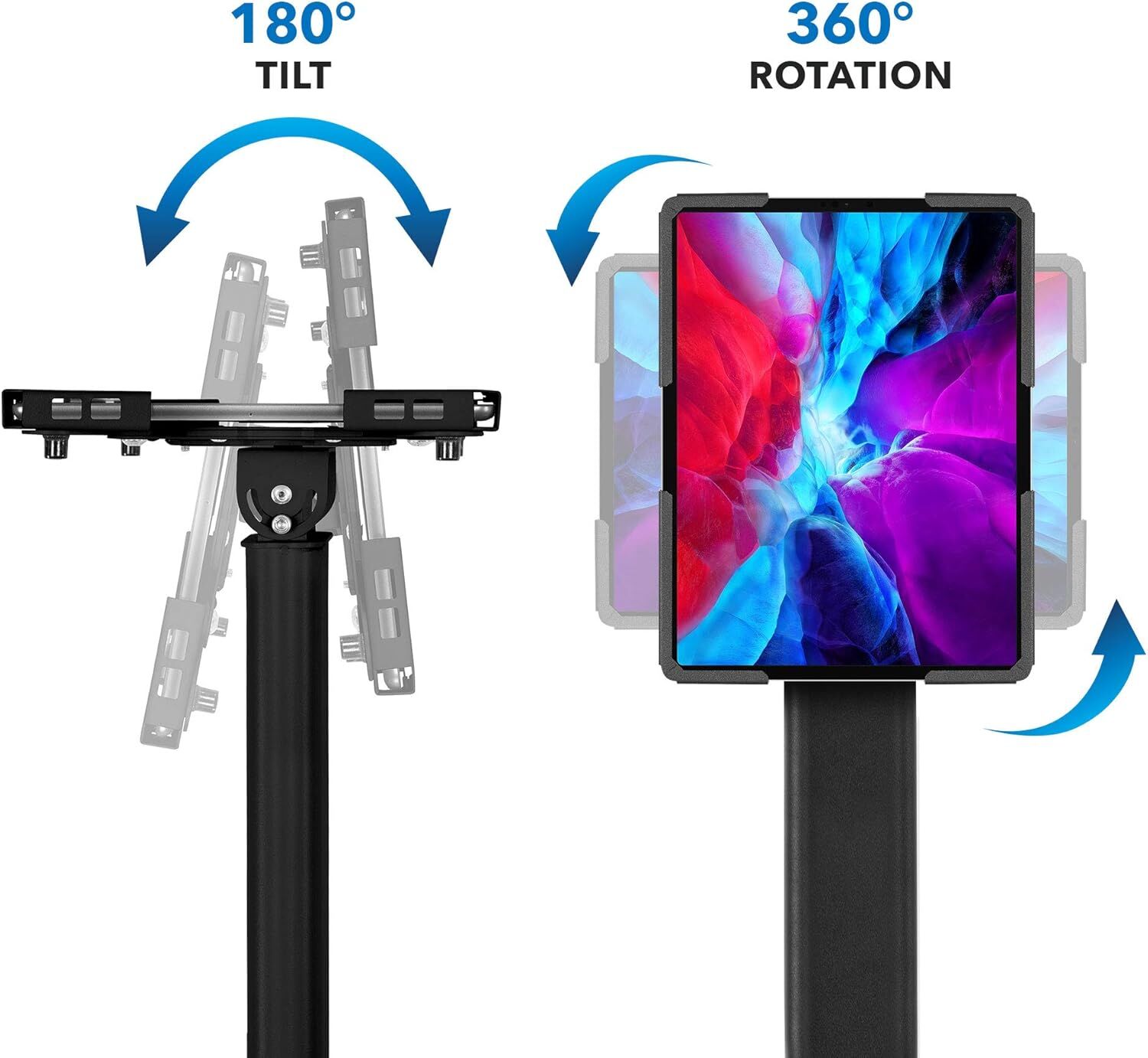 IPAD TABLET Monitor Security Floor Stand Tilt Rotate 70-120CM HEIGHT
