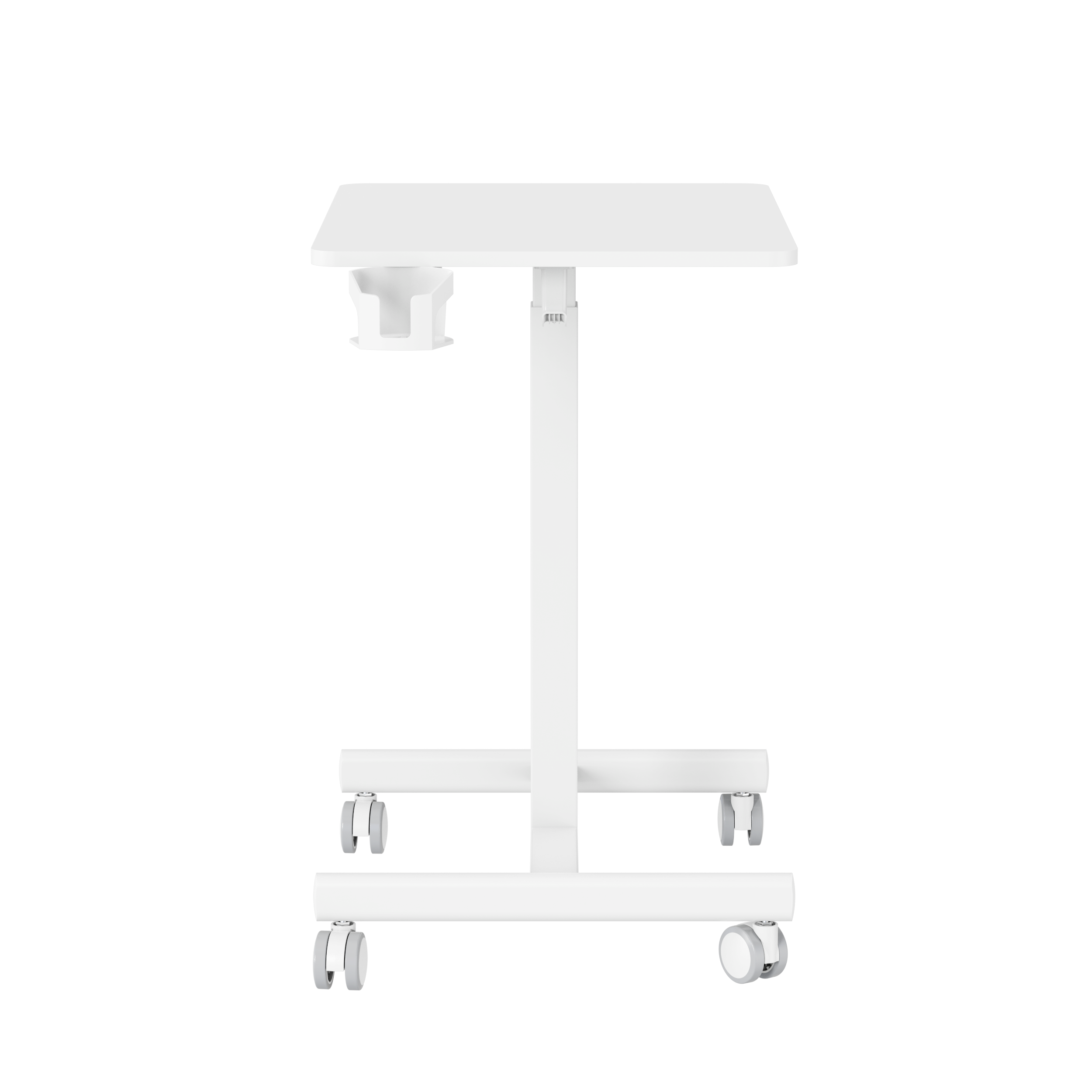 GKU Adjustable Mobile Standing Desk with Wheely & Cup Holder 650x480mm F047-FDS106B-A2,white/cup/ hook