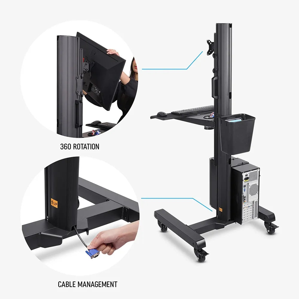 Mobile Computer Trolley – Single & Dual Monitor Mounts | MTESF01-MTEPT12