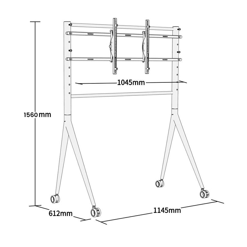 Silver Sleek Rolling TV Stand Modern TV Mount with Wheels for 45-90 Inch TVs | 8K Mirror Finish