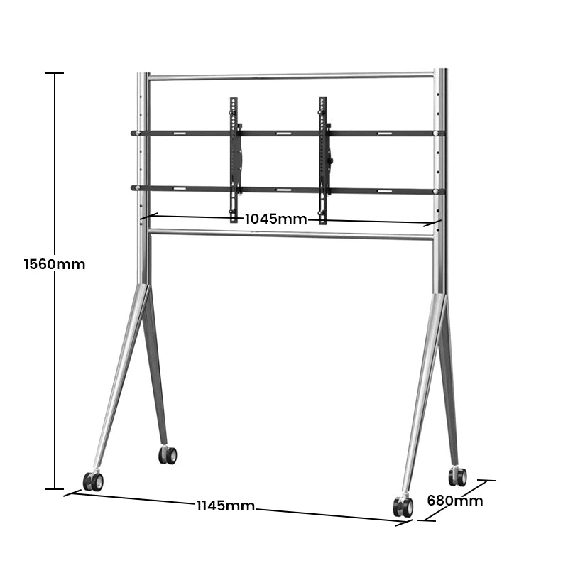 Silver Sleek Rolling TV Stand Modern TV Mount with Wheels for 45-90 Inch TVs | 8K Mirror Finish