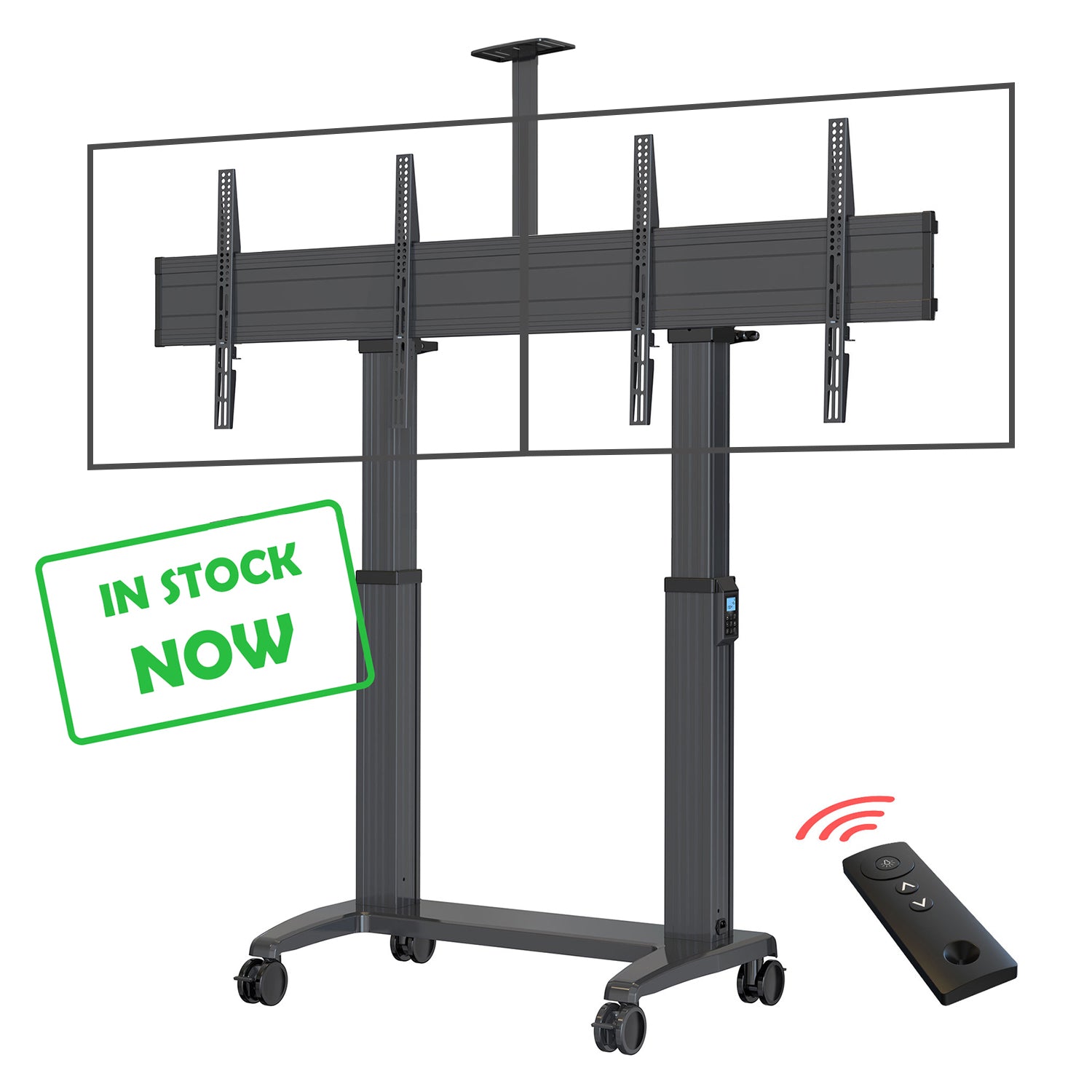DUAL SCREEN T70DUAL Electric Mobile TV Stand Cart Mount Bracket For Touch panels to 136kg