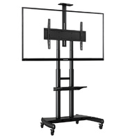 Heavy Duty Mobile TV Cart AVA1800-70-1P - 90kg capacity 55" to 85" - Black Steel 