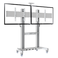 Heavy Duty Dual Screen TV Cart - AVT1800-65-2A  40" to 65" Screens - White