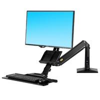 NB Single Monitor & Keyboard FC35-B Sit Stand Desk - Black