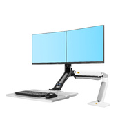 NB Dual Monitor Sit Stand plus Keyboard FC40-2A-B Sit/Stand Desk - White