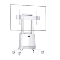 Heavy Duty Mobile TV Cart Electric Height Adjustable G100 with Storage - 90kg capacity - White