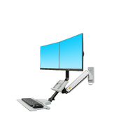 NB Dual Screen Sit Stand Wall Mount with Keyboard Tray MC27-2A - White