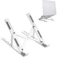Universal Folding Aluminum Desktop Laptop Riser Compatible with All Laptops iPad Tablet (up to 15.6 inches), Silver