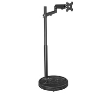TV Monitor floor mobile stand black marble base-vesa 100 floor stand with gas spring single arm
