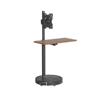 TV Monitor floor mobile stand VESA 200 black marble base--vesa 200 floor stand with timber shelf
