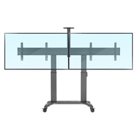 Heavy Duty Dual Screen Mobile TV Cart Electric Height Adjust - 136kg capacity - Black