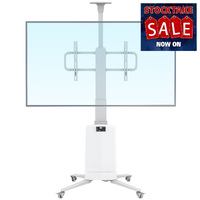 Mobile TV Stand TW85 - Electric Height Adjustment 68kg capacity - White