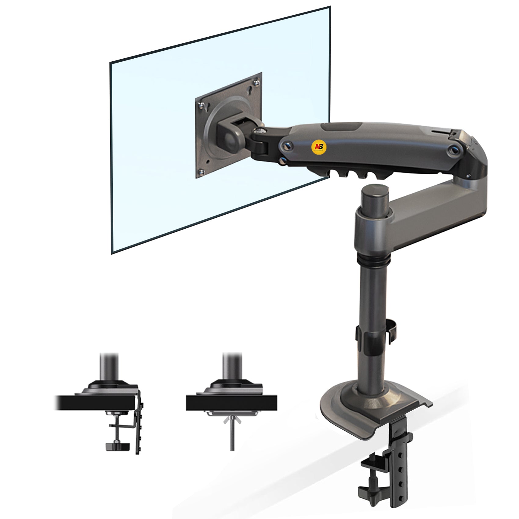 NB Desktop Monitor Pole Mount Gas Strut Arm 17"-30" up to 9 kg H100
