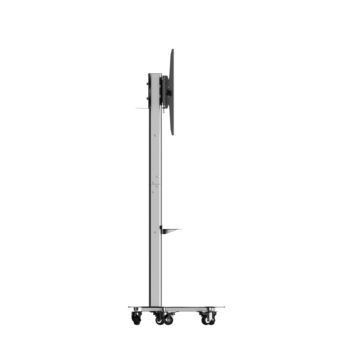SilverTwin Stainless Steel Mobile Rolling TV Stand Cart with Pegboard Storage for 32-75 Inch TVs