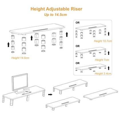 GKU Monitor Riser Stand Height Adjustable Extra Large Monitor Stand
