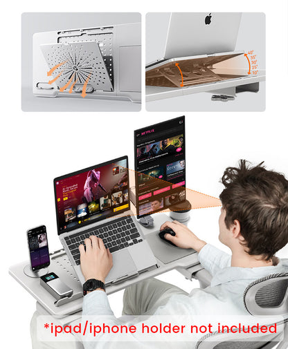 NEWTRAL Pro Laptop Table for Chair – Black | Adjustable Ergonomic Laptop Desk with Detachable Legs, Cup Holder & Monitor Mount