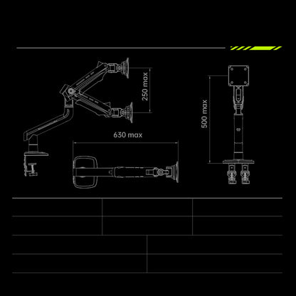RGB LIGHT Gaming Monitor Arm for Flat/Ultrawide/Curved Mount V6