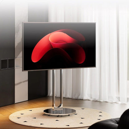 Silver Arc Mobile TV Stand with Rolling Wheels Artistic Floor TV Mount for 40-75 inch