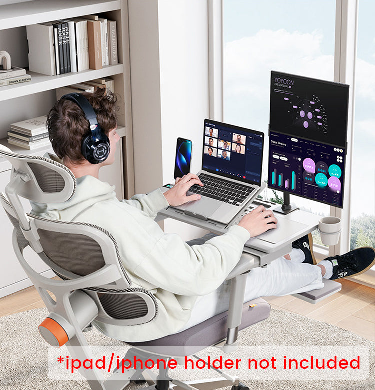 NEWTRAL Pro Laptop Table for Chair – Black | Adjustable Ergonomic Laptop Desk with Detachable Legs, Cup Holder & Monitor Mount