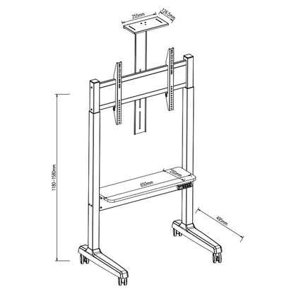Electric Mobile TV Stand Cart with Universal Wheels & 70kg Max Load