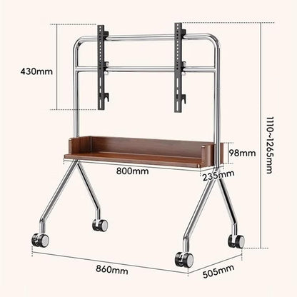 TV TROLLEY stand Stainless Steel with Timber Shelf 32 to 75 inch