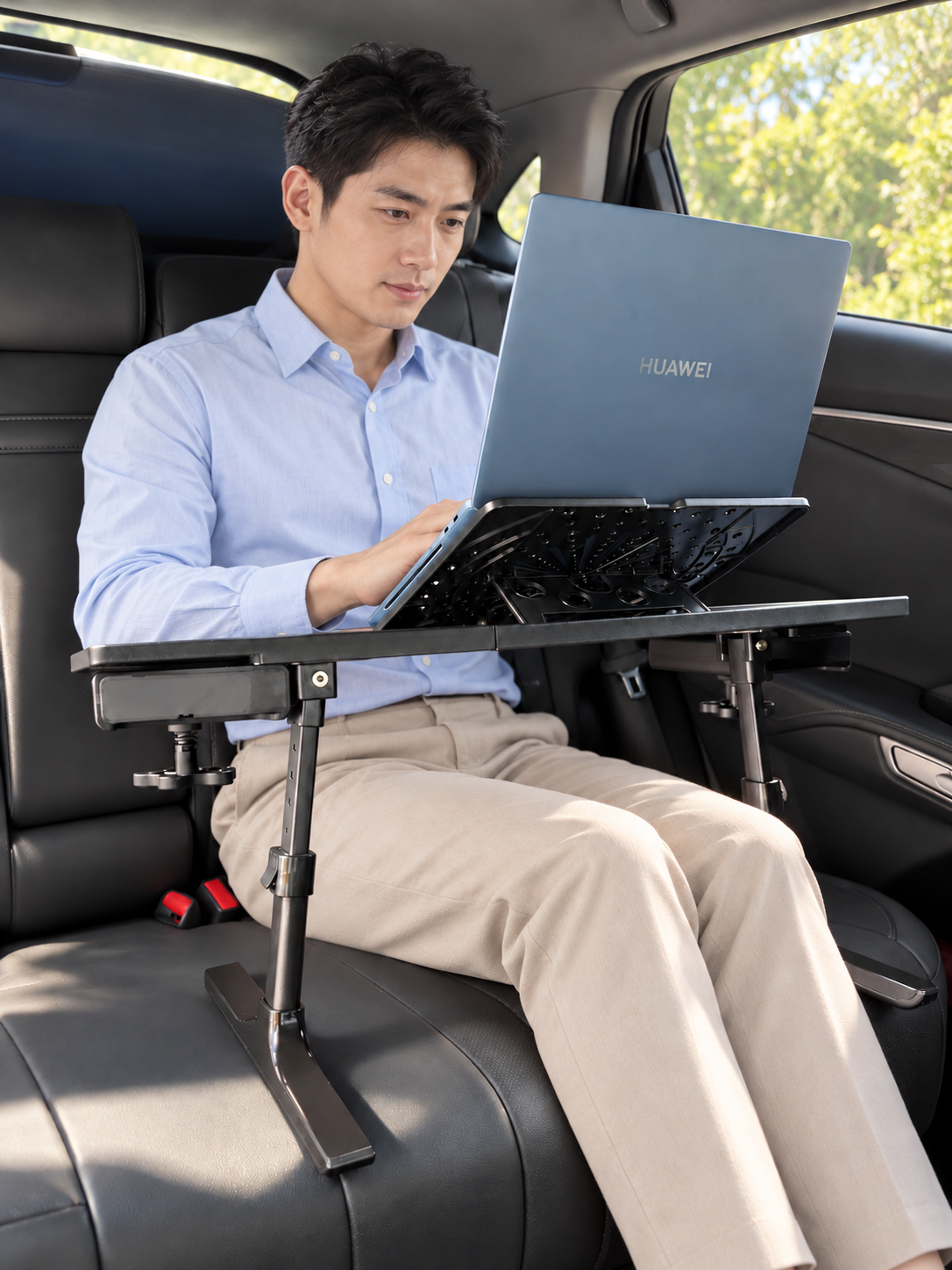 NEWTRAL Pro Laptop Table for Chair – Black | Adjustable Ergonomic Laptop Desk with Detachable Legs, Cup Holder & Monitor Mount