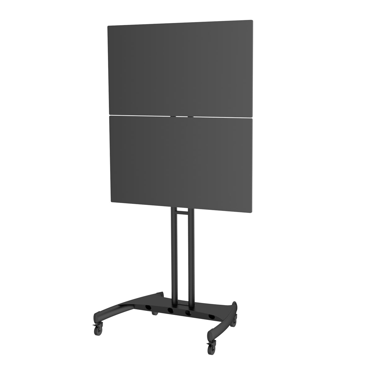 Dual Stacked TV Cart Two Screens Height Adjustable Lockable Wheels MC400