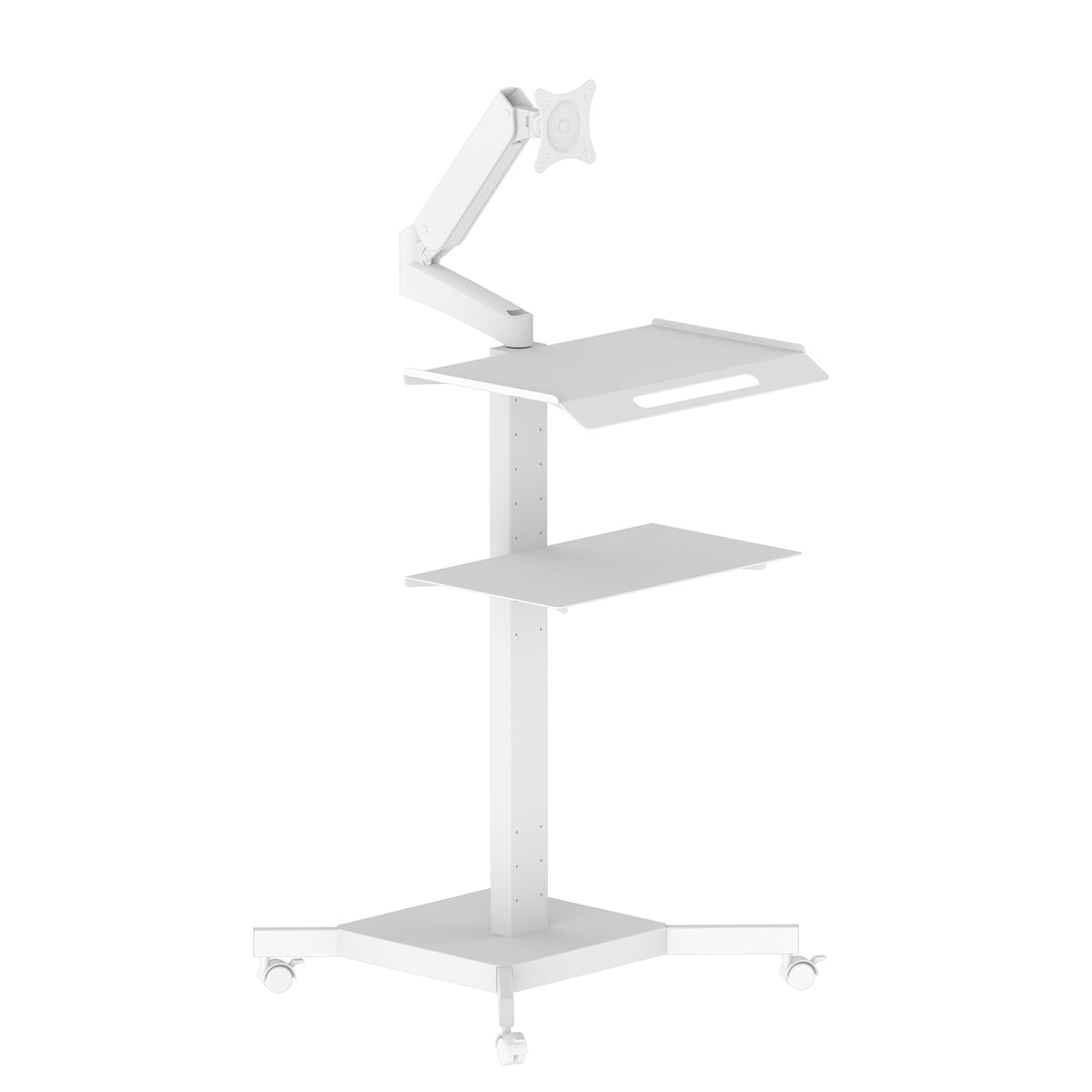 Mobile Computer Workstation Cart with Monitor Arm, Printer Shelf, Lockable Wheels MCS5