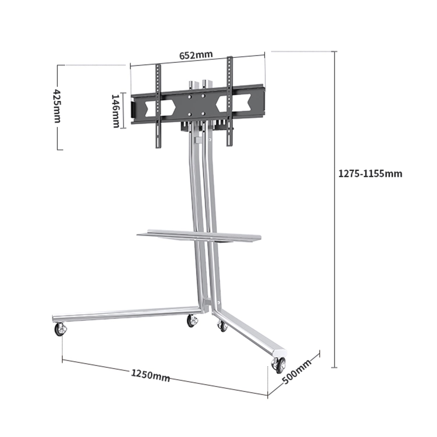 Pinnacle TV Art Mobile Stand stainless steel 32 to 65 inch