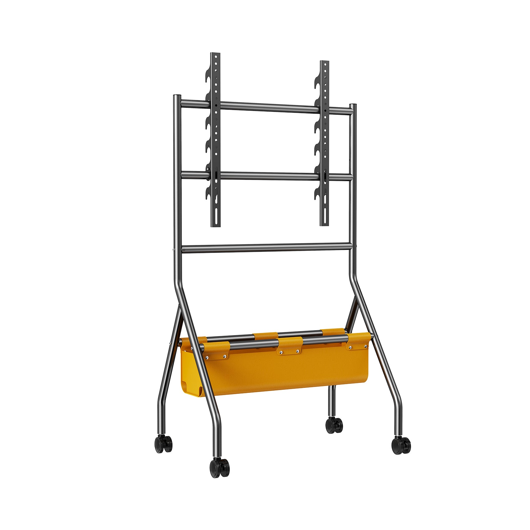Mobile TV Stand with Wheels & Storage Basket Adjustable Height Floor Mount for 32-75 Inch TVs ystc-07
