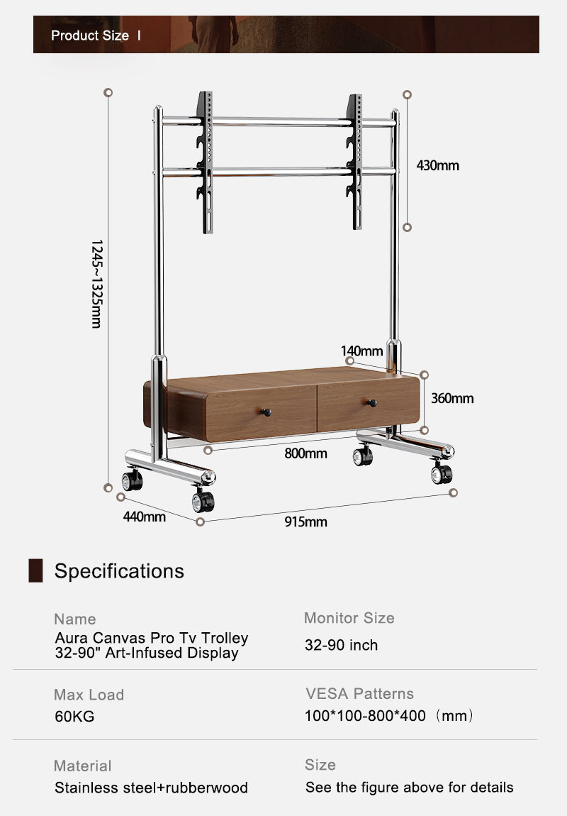 Aura Canvas Pro Tv Trolley 32-90" Art-Infused Display