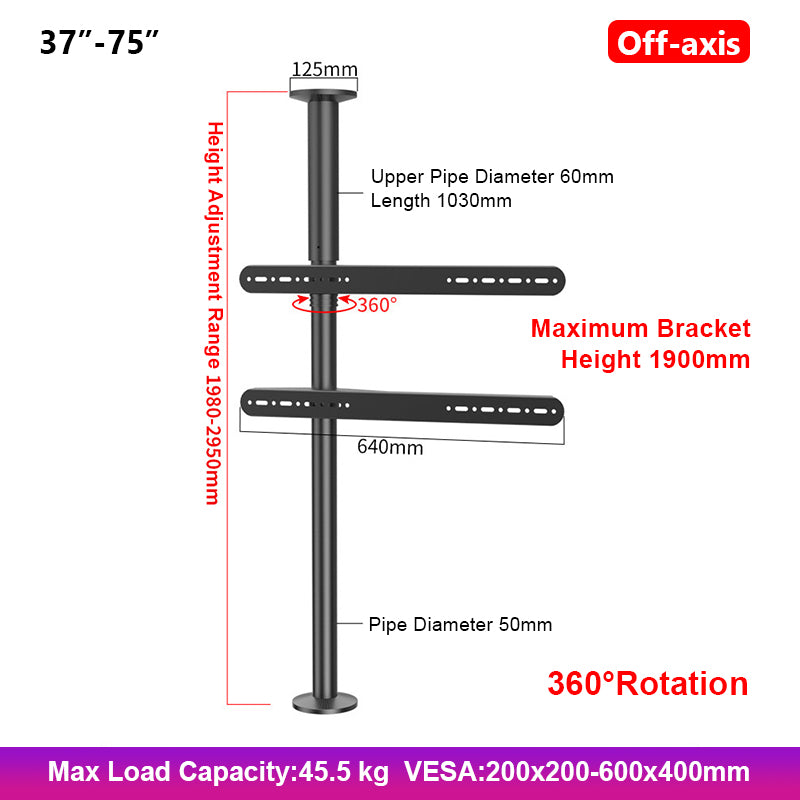 Axis Pro Floor to Ceiling TV Pole Bracket Mount Heavy Duty