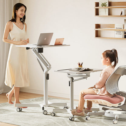 GKU Height Adjustable Mobile Standing Desk with Wheels 700x520mm Sit Stand Desk Laptop Desk for Home Office FDS101B-W