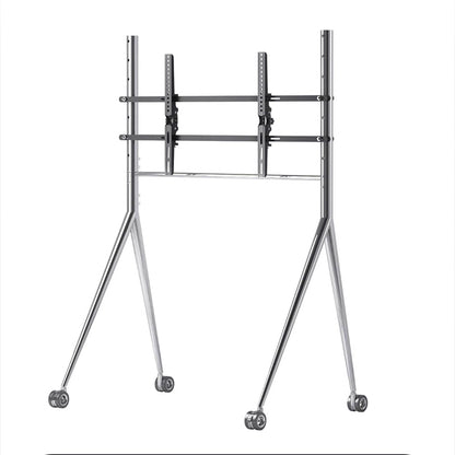 Silver Sleek Rolling TV Stand Modern TV Mount with Wheels for 45-75 Inch TVs | 8K Mirror Finish