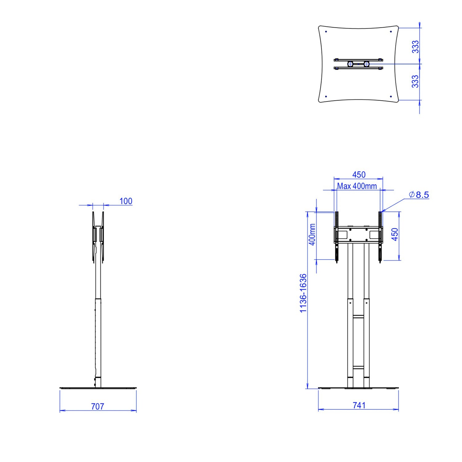 Vertical Back to Back Dual tv Dispaly Plasma Floor Stand Sturdy Metal Base FS400D