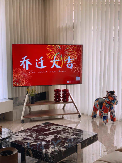 Medium Tower Art Mobile TV Stand Trolley Mount Bracket  with Storage 32-65 inch